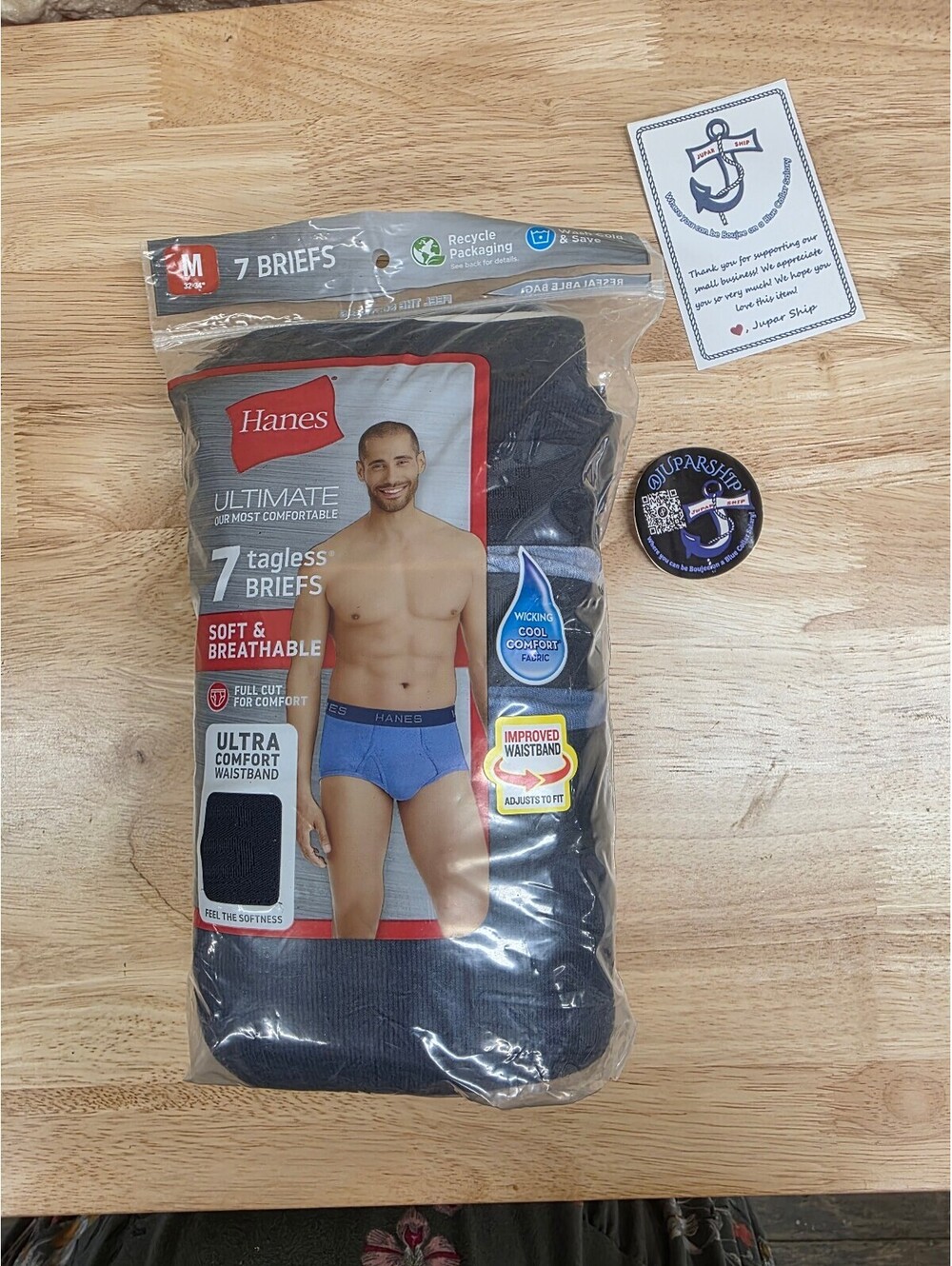 HANES ULTIMATE TAGLESS BRIEFS COMFORTFLEX BLUE ASSORTED 7‑PACK SIZE MEDIUM